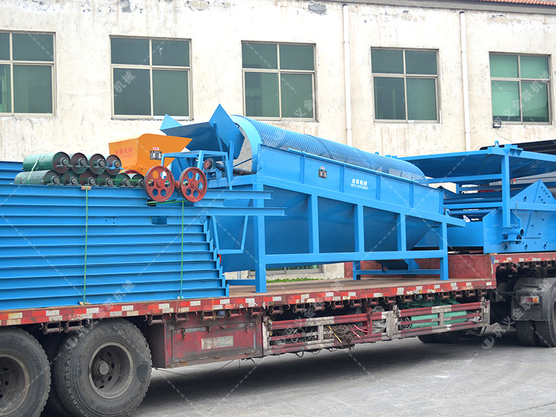 金礦石破碎生產線發貨圖片_雙級粉碎機,滾筒篩,脫水篩